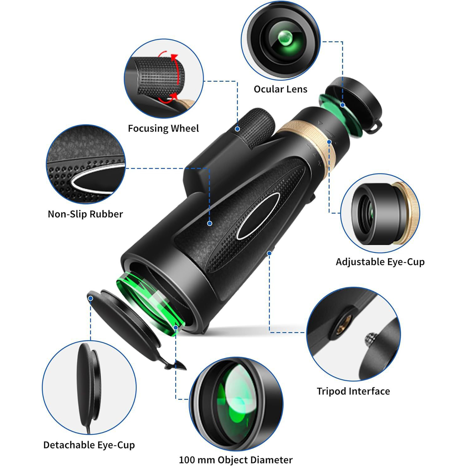 Monocular Telescope w/ Smartphone Adapter Tripod 5