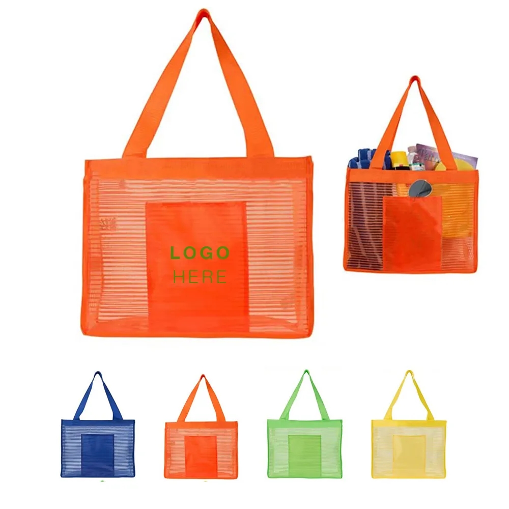 Mesh Beach Tote Bag, custom tote bag with logo imprint 3