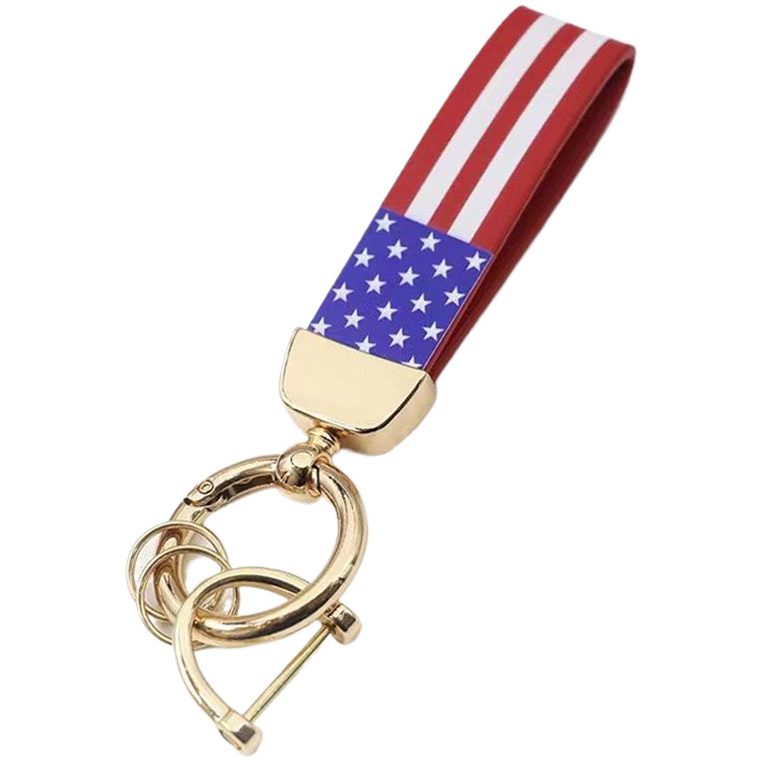 Microfiber Leather American Flag Keychain 7
