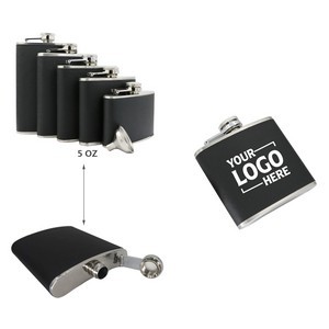4oz PU Leather Stainless Steel Flask With Tightly Sealed Cap, custom water bottle with logo imprint 4