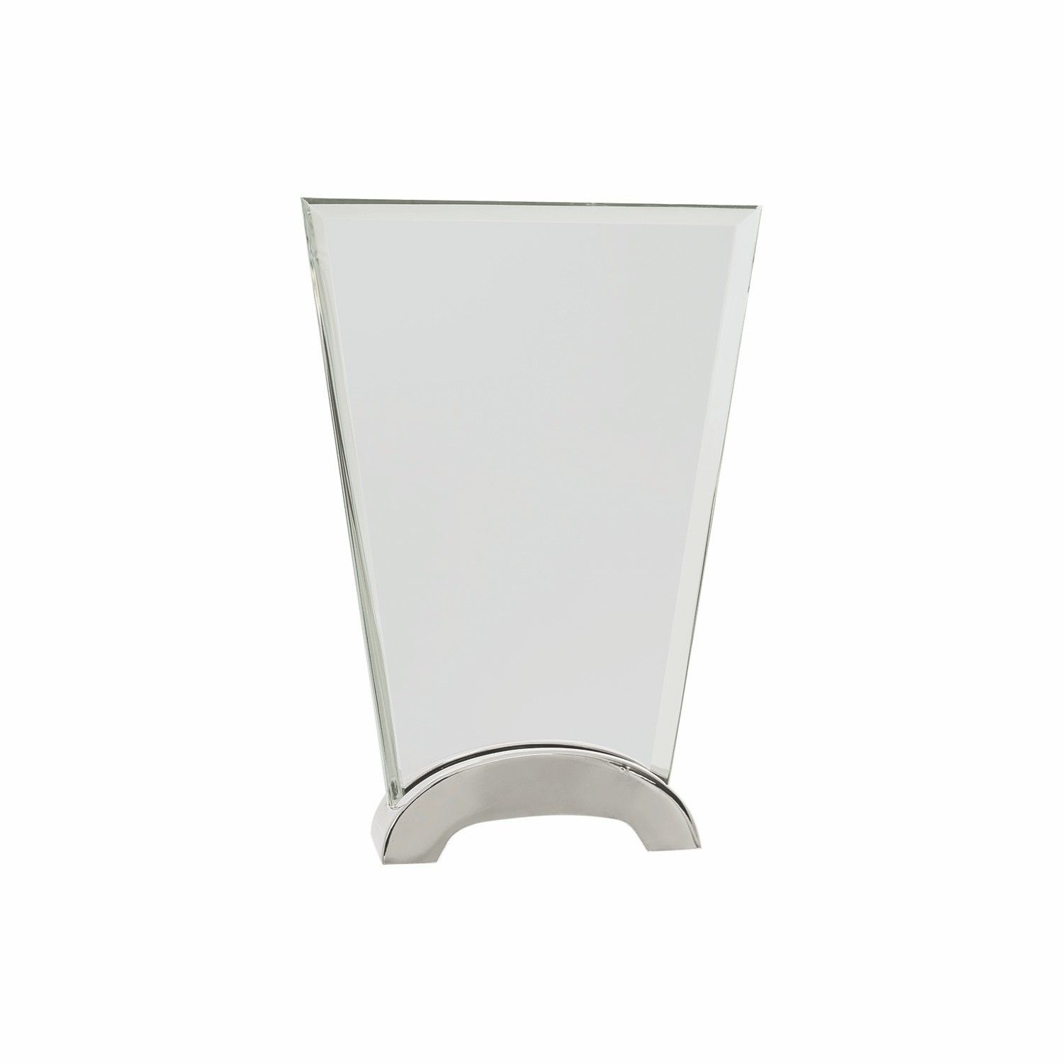 7 1/2" Clear Fan Platinum Glass Award w/ Arch Metal Base 3