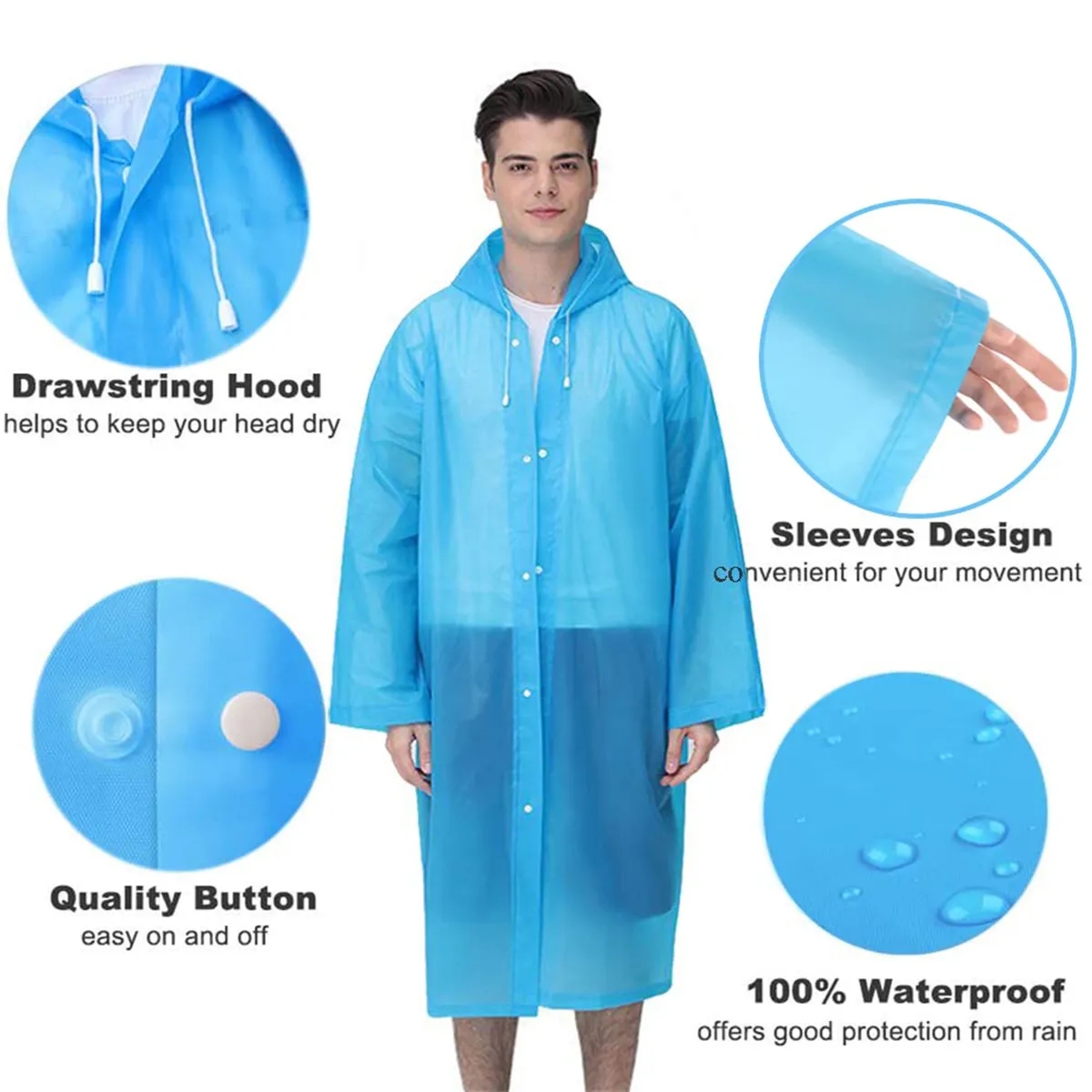 Rain Ponchos for Adults Reusable 4