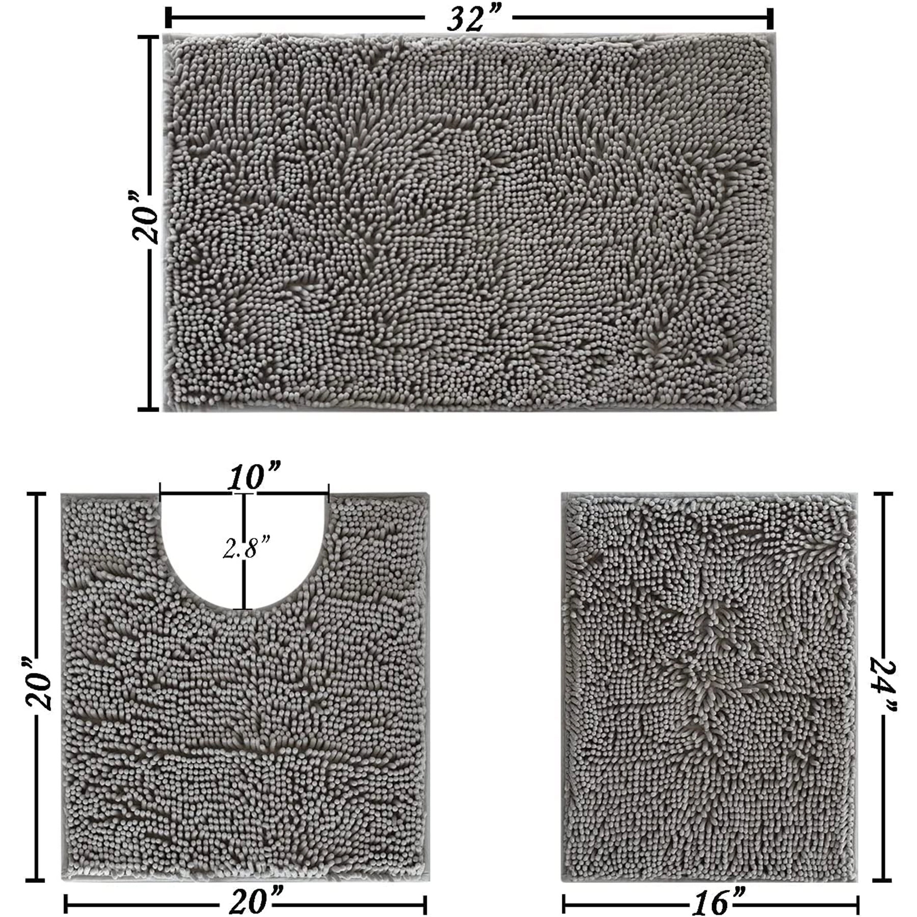 Soft Chenille Bathroom Rugs Sets 3 Piece 6