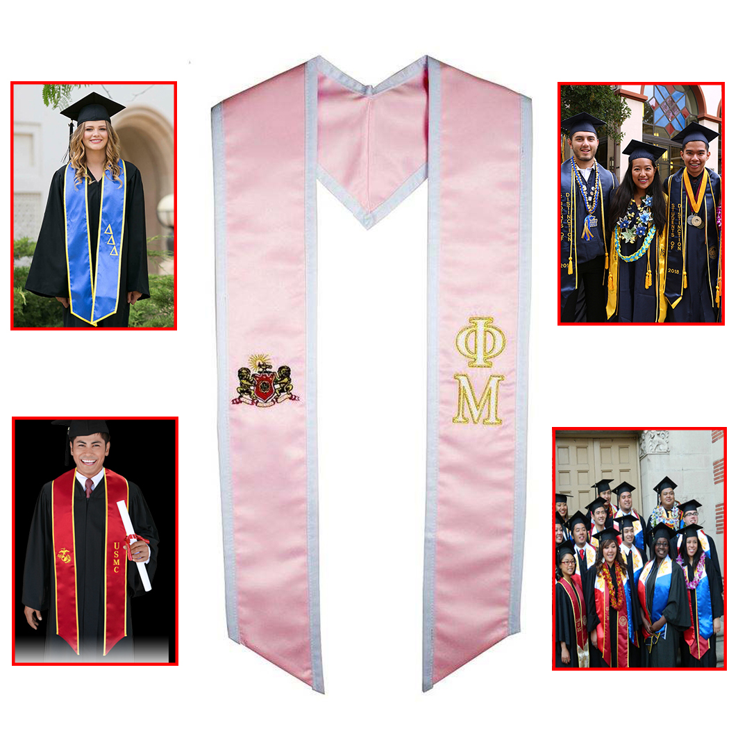 Honorary Graduation Stole Sewn Trim - Embroidery 60" 5