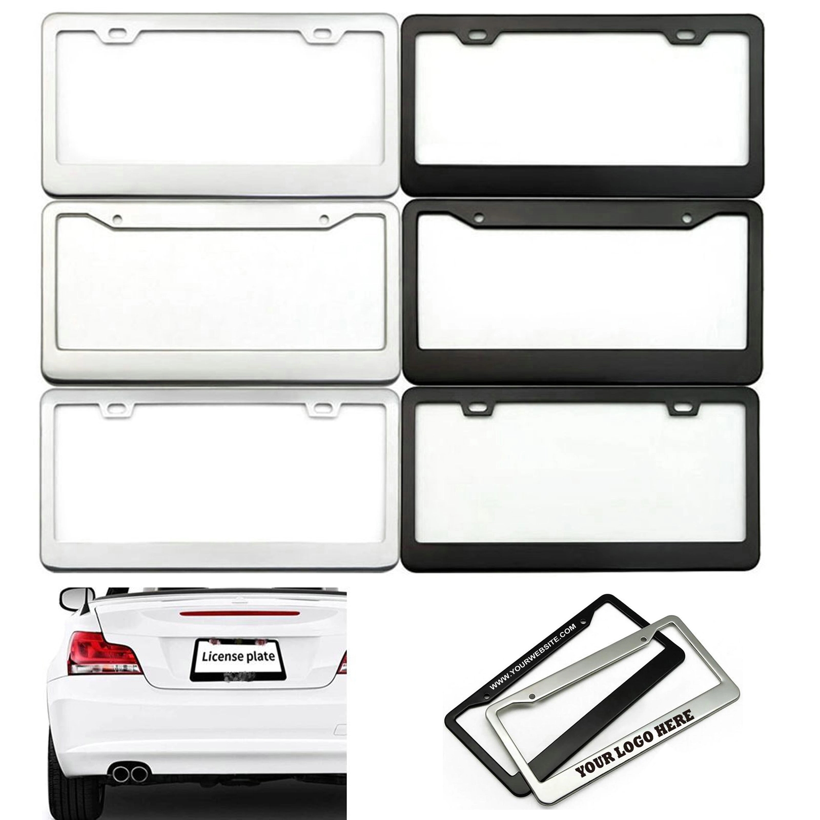 Chrome Plated ABS Plastic License Plate Frame With Logo Impr 2