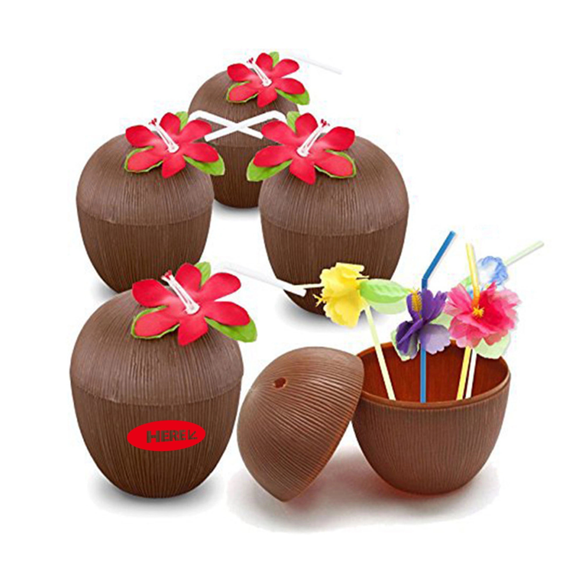 Coconut Cups with Flower Straws 2