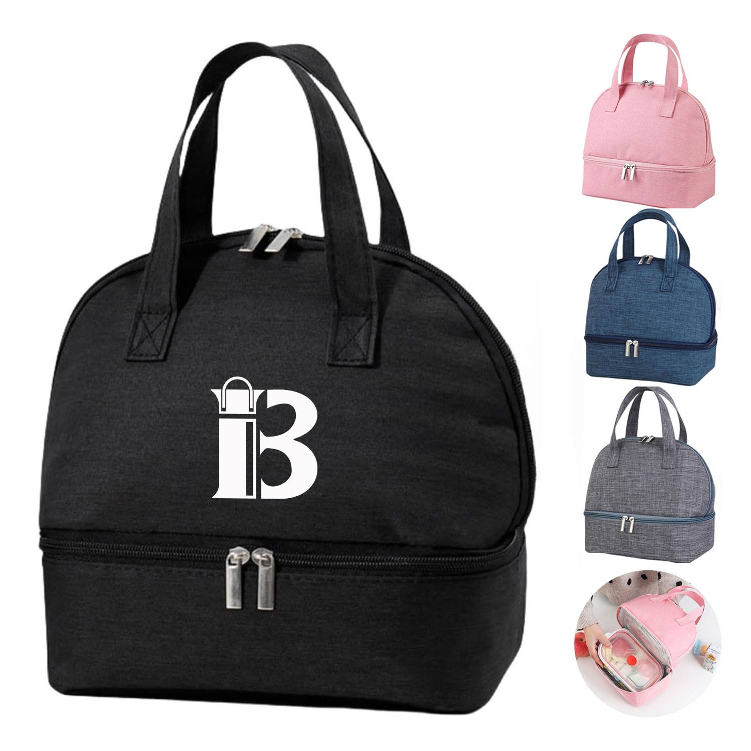 Double Layer Oxford Cooler Lunch Tote Bag for Picnic Travel 2