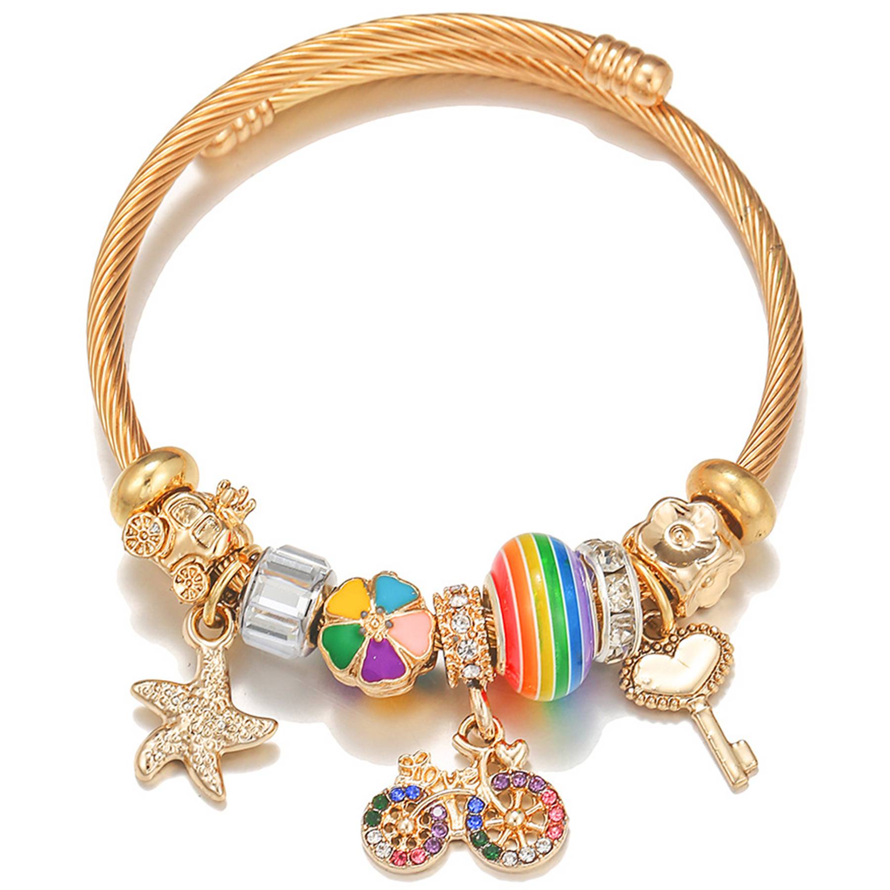 Stainless Steel Colorful bicycle pendant bracelet 5