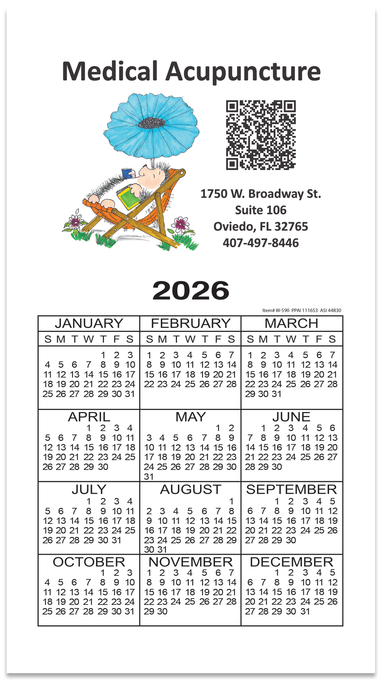 Calendar Card 5" x 9" 2