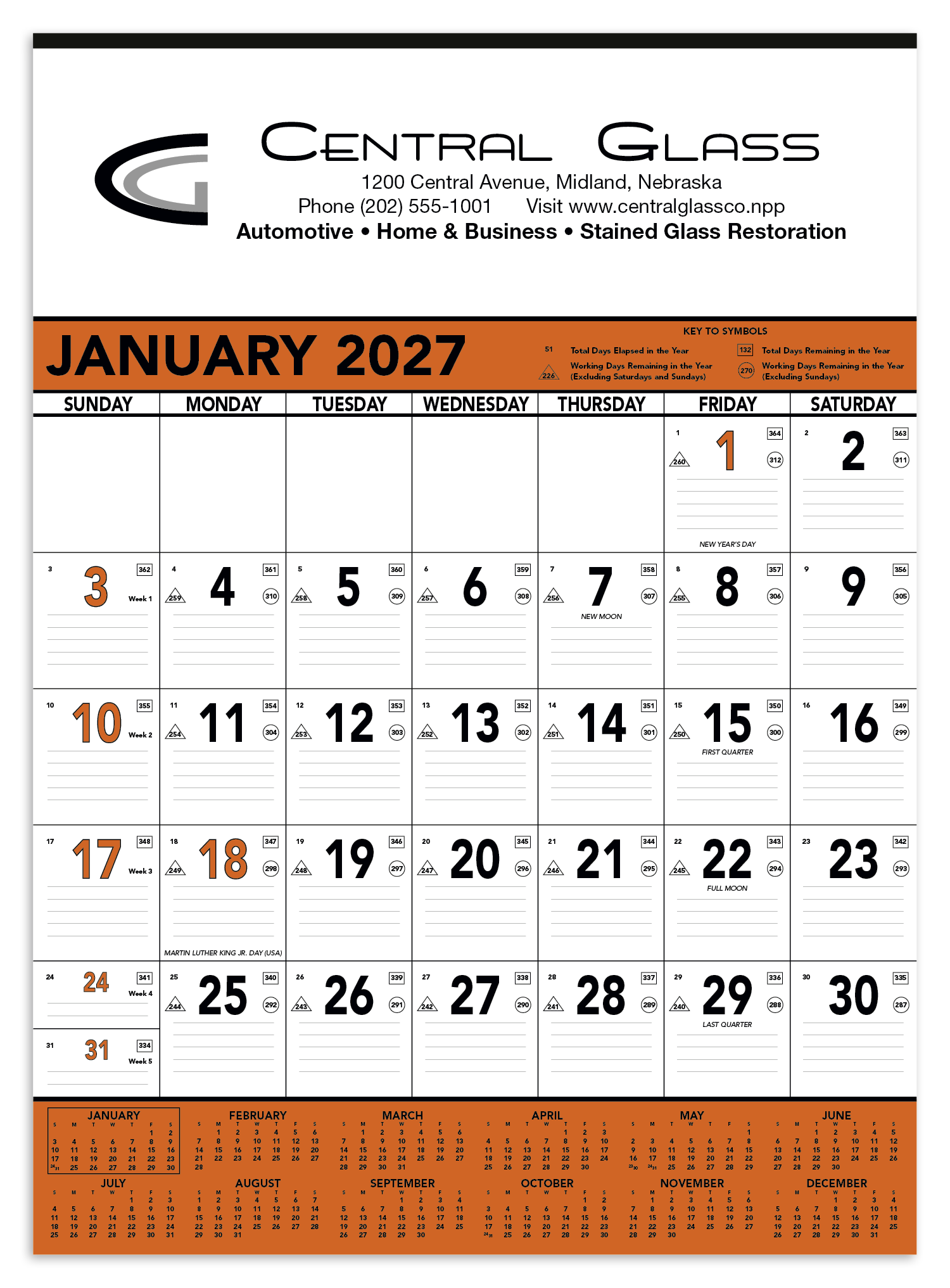 Triumph® Calendars Orange & Black Contractor Memo Calendar 18