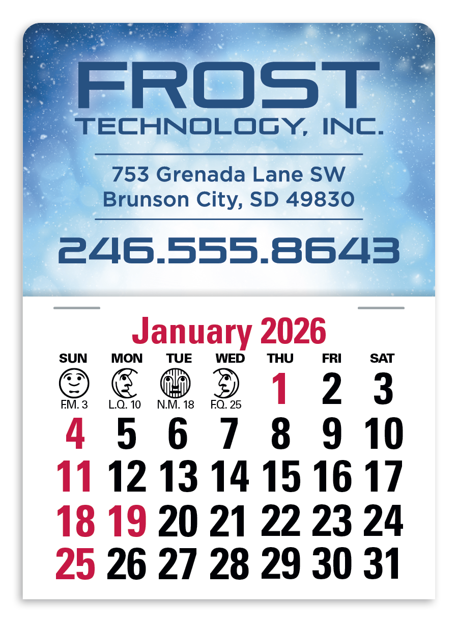 4C Press-N-Stick Header Standard Calendar 14-Month