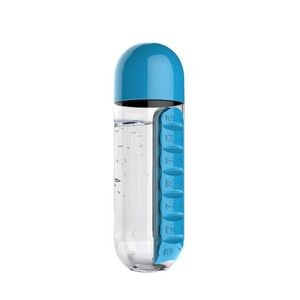 600ml Plastic Round Water Bottle With Detachable Pill Box 29