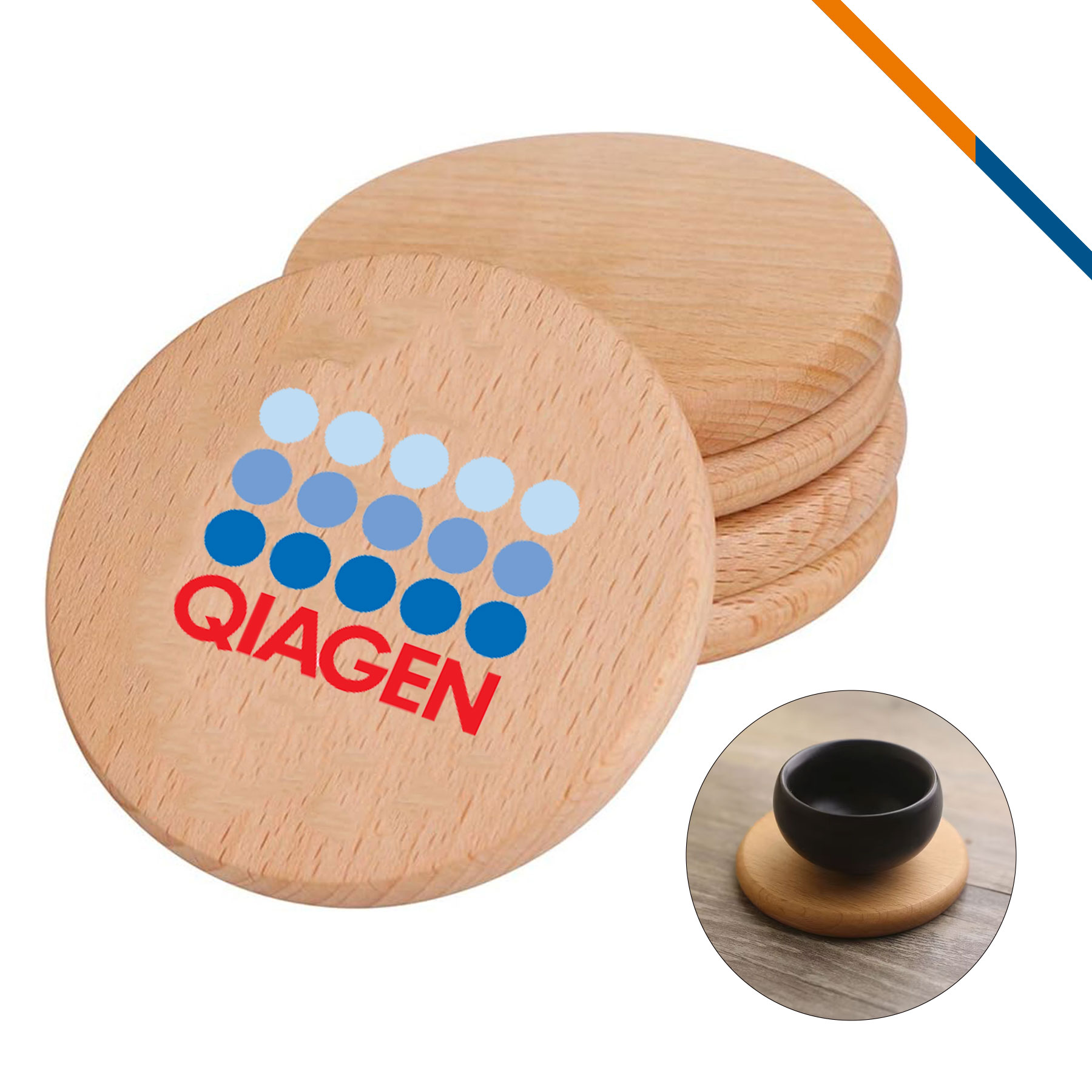 Valery Beech Wood Round Coaster 3