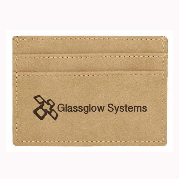 Leatherette Money Clip - Light Brown Screen Imprint 2
