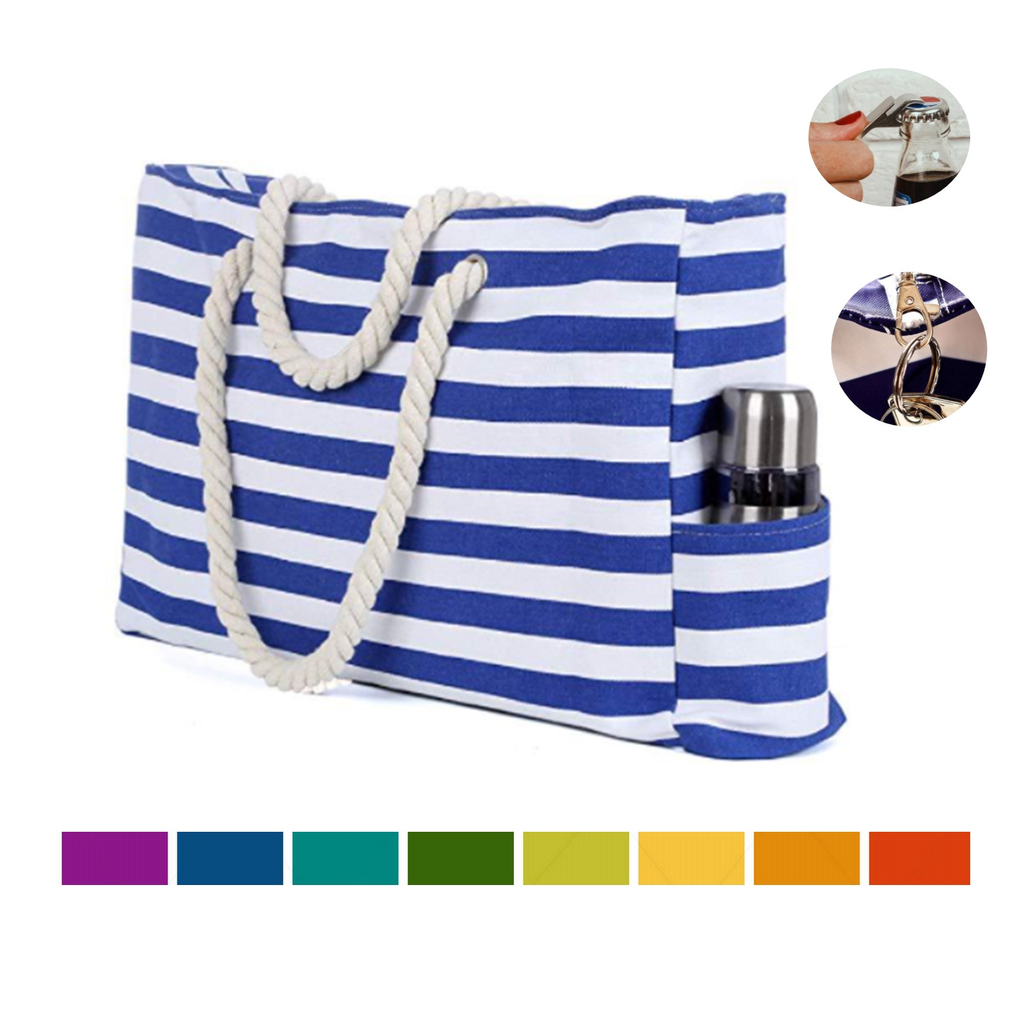 Canvas Beach Tote With Built-in Bottle Opener 3