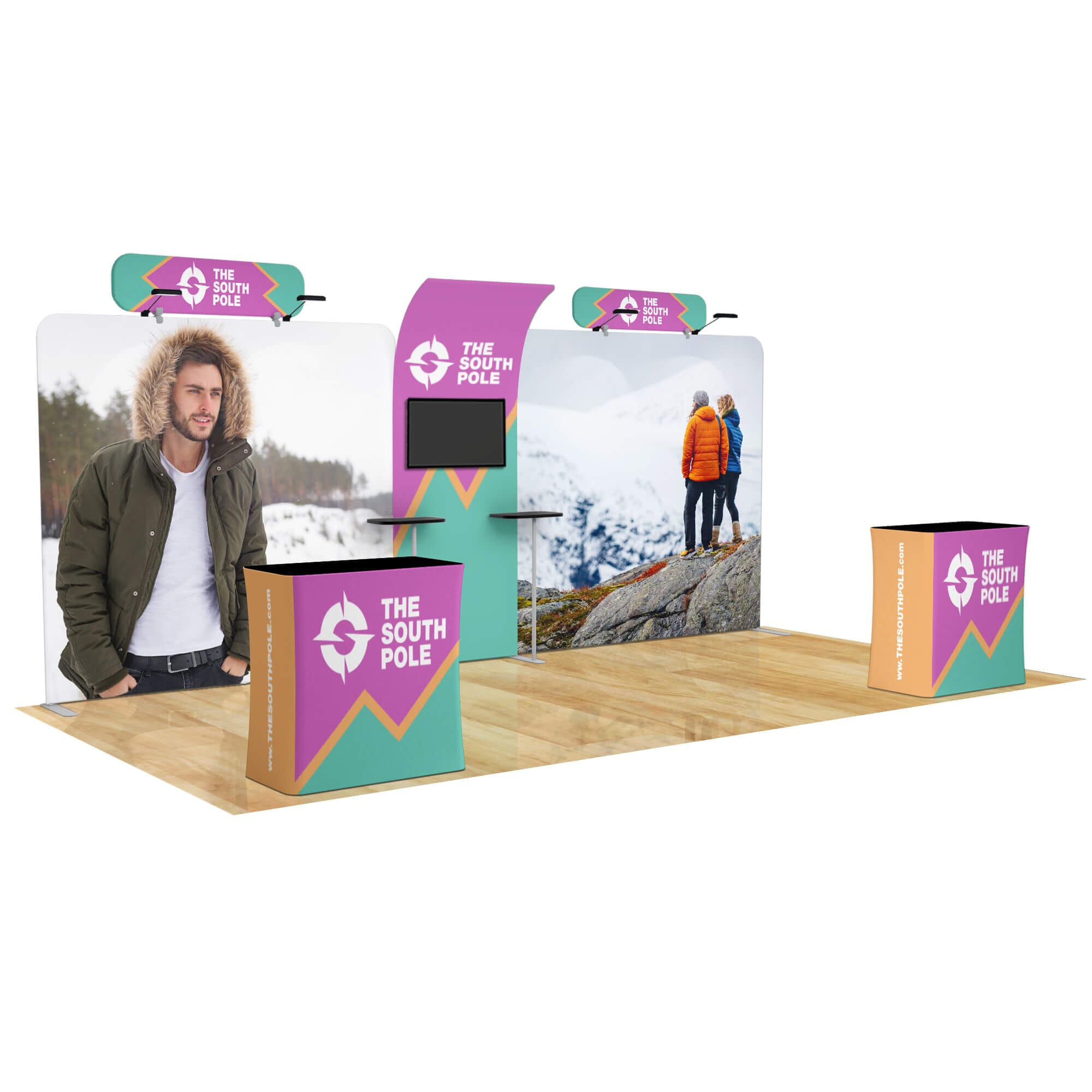 20ft Curved Media Wall Trade Show Booth Package 3