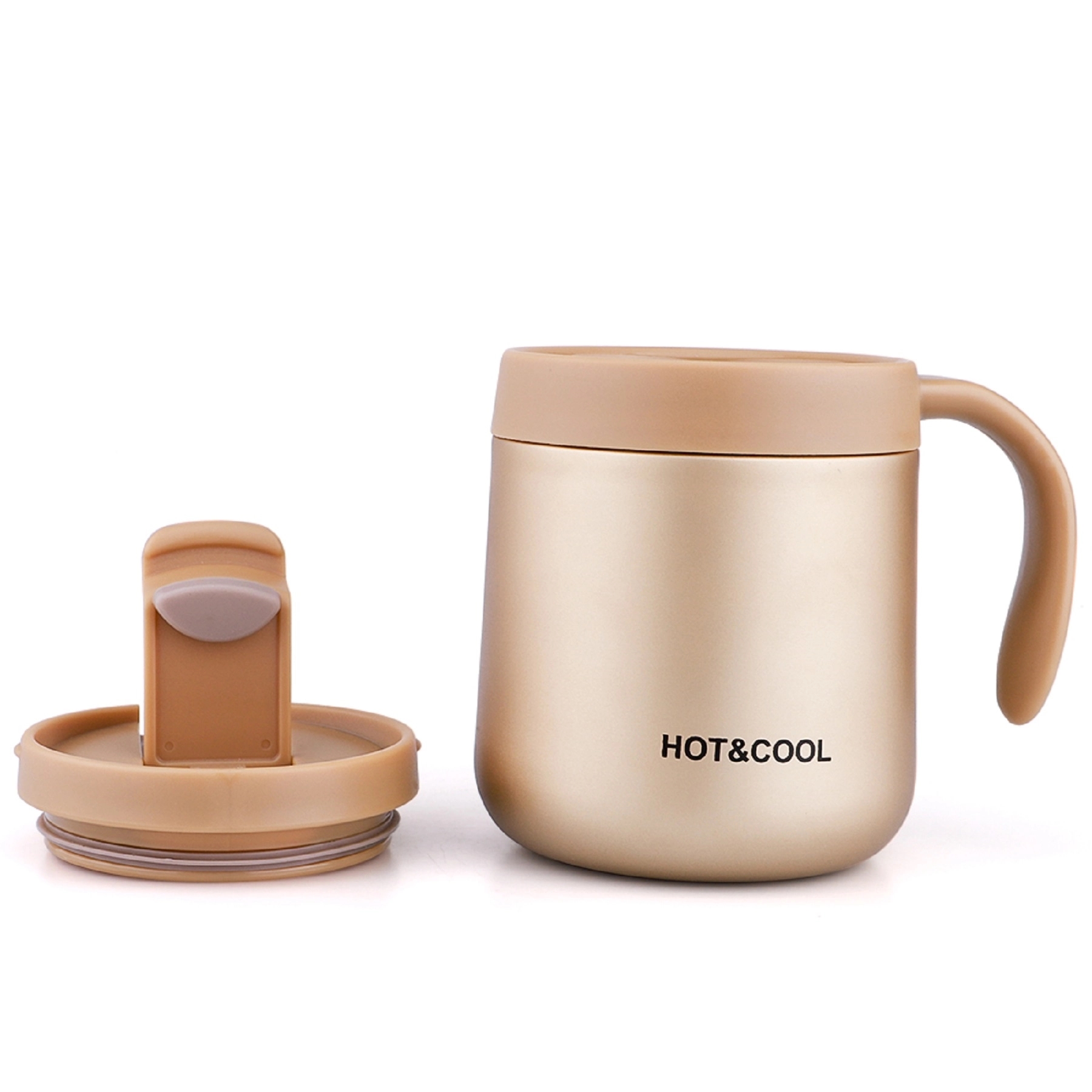 Double Wall Insulated Coffee Cup With Lid & Handle 12