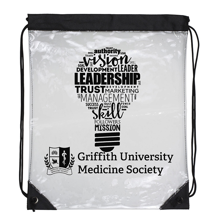 13" W x 16" H - "Everest" Tall Clear Drawstring Cinch Pack Backpack 22