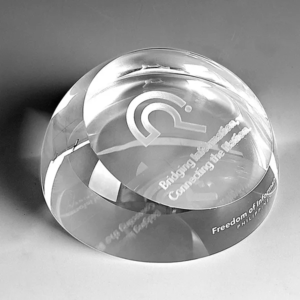 Slant Top Crystal Glass Dome Paperweight 2