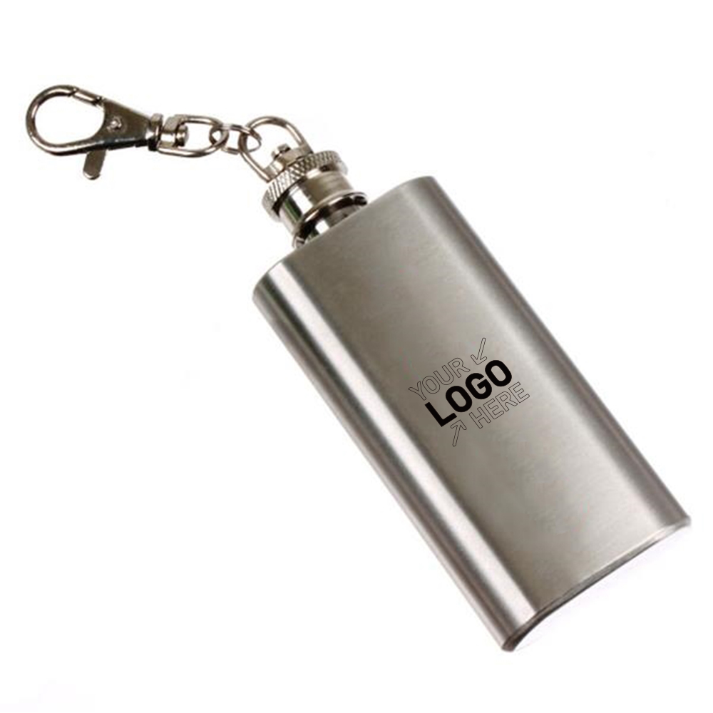 Mini 2oz stainless steel flask with keychain 2