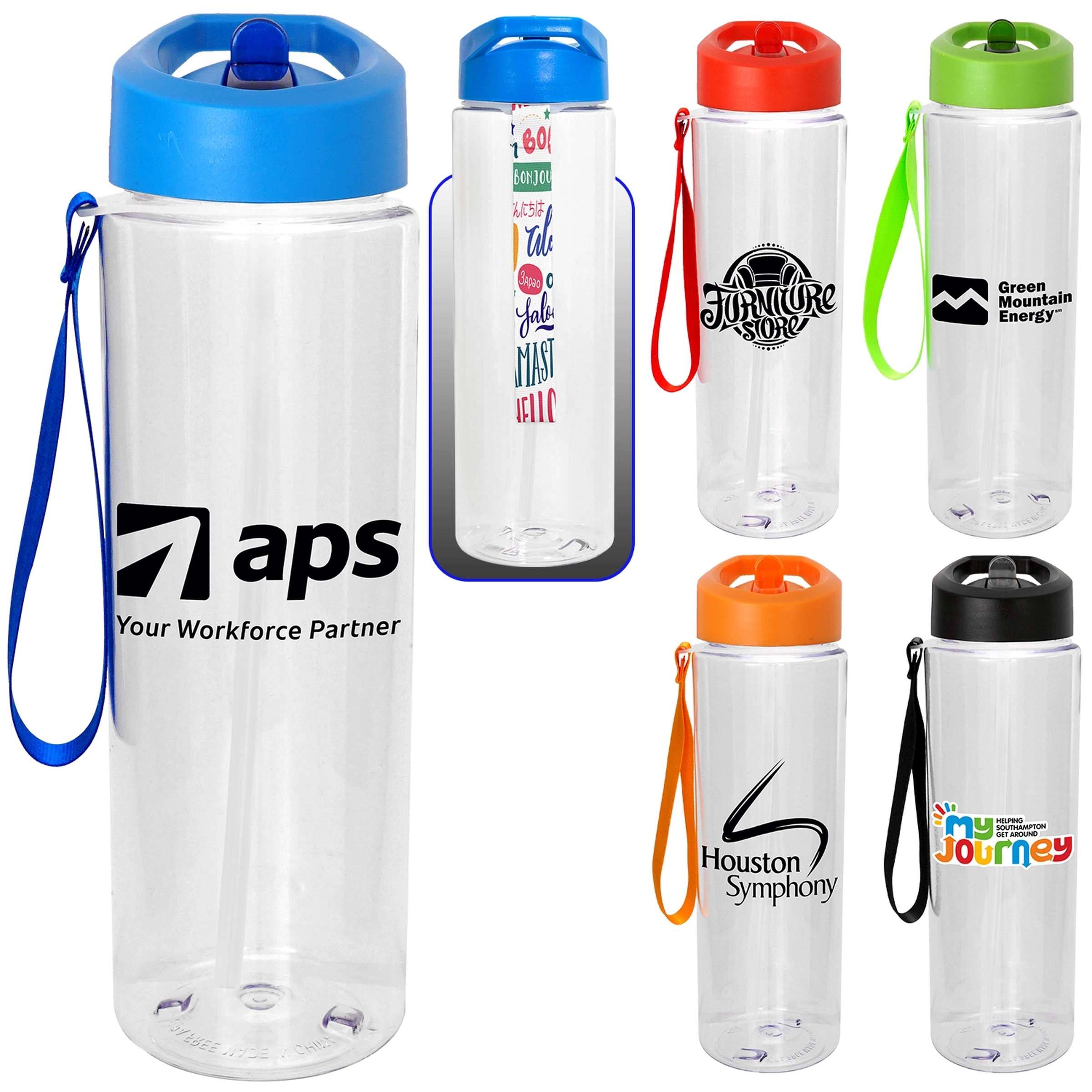 Pop Up 24 oz. Lanyard Recycled Bottle