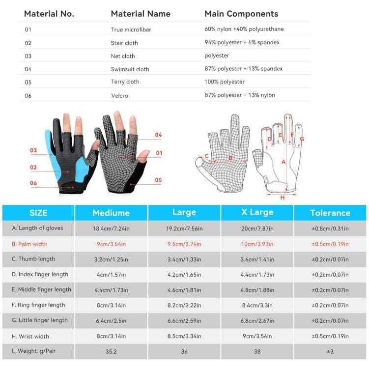 Fishing Gloves 3 Cut Fingers, Sun Protection Gloves for Men Women Kayaking Sailing Rowing Hiking 4