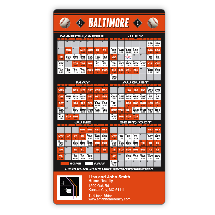 Magnet Sport Schedules - 4x7 Baseball Round Corners - 25 mil. 3