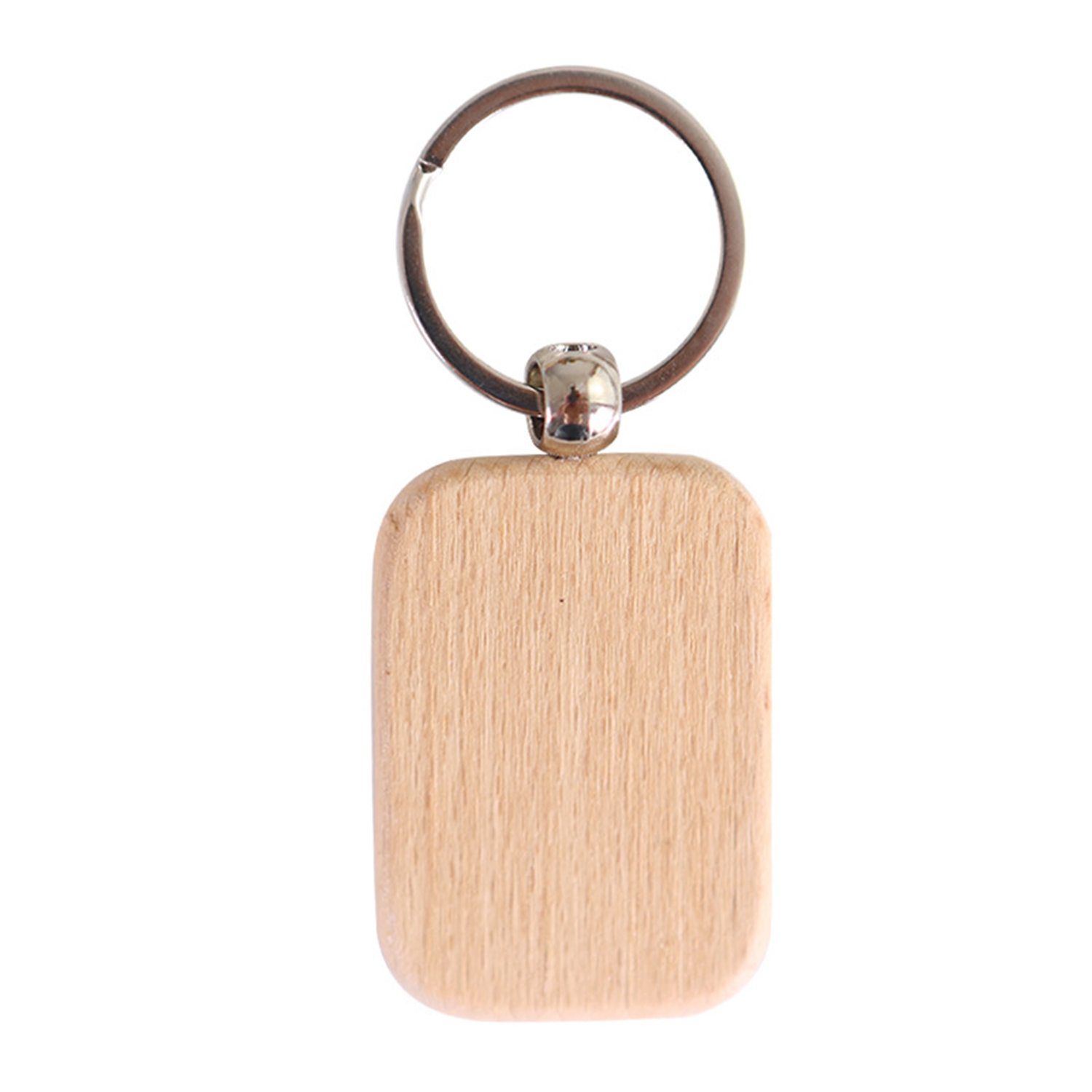 Rounded Rectangle Shape Wooden Keychain 1