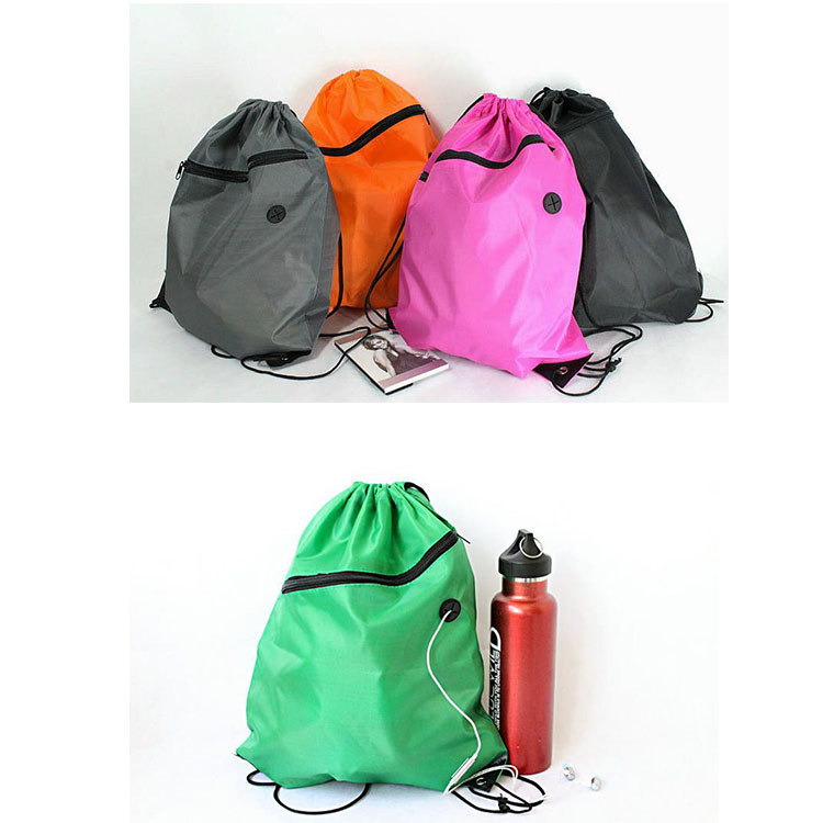 Drawstring Backpack With Headphone Hole 2