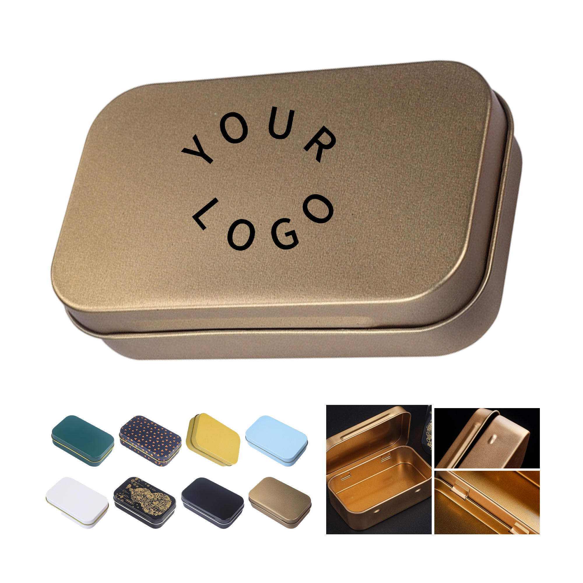 Tinplate Rectangular Hinged Storage Box With Lid 5