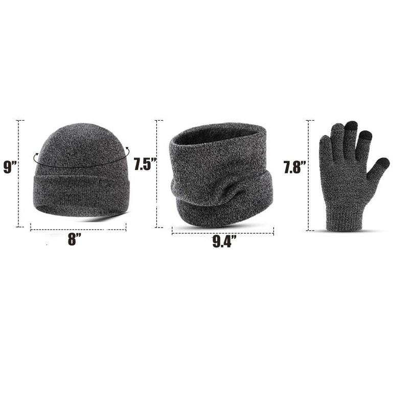 Custom Winter Beanie Hat Scarf Touchscreen Gloves Set 5