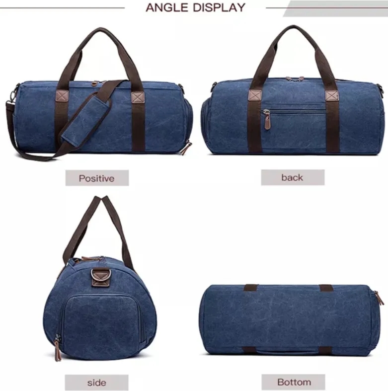 Durable Cotton Canvas Tote Bag with Shoe Pocket for Travel Gym Beach Bulk Orders 3