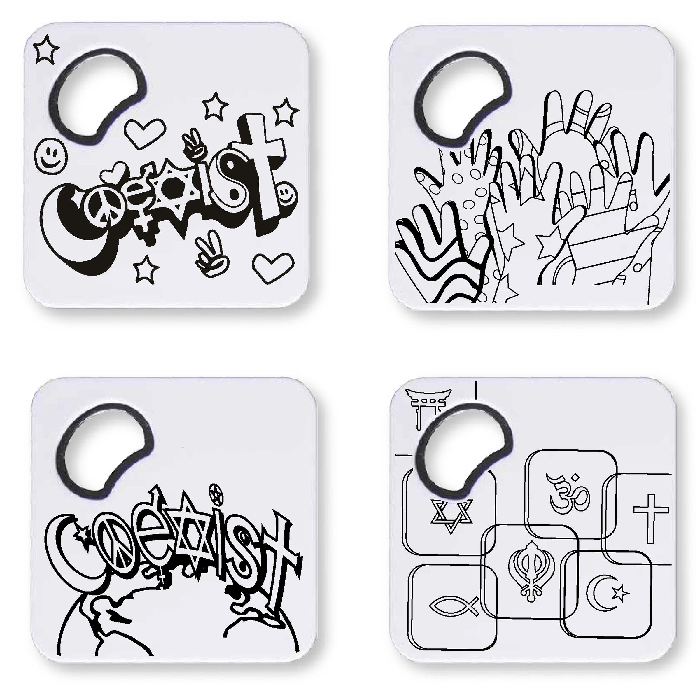 Magnetic Coaster With Bottle Opener Set