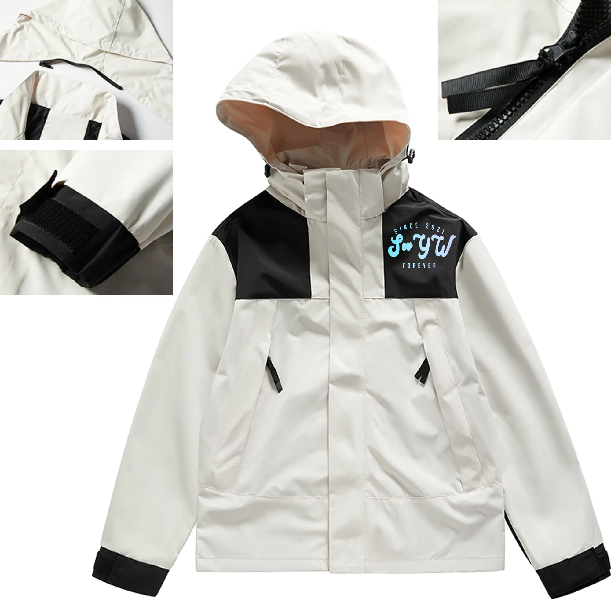 Unisex Oxford Cloth Shell Outerwear Jacket W/Detachable Hood