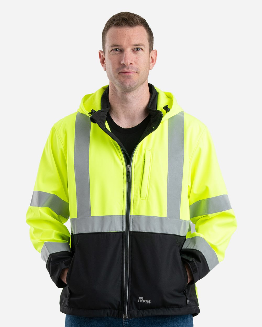 Men's Hi-Vis Class 3 Hooded Soft Shell Jacket - HVJS206 5