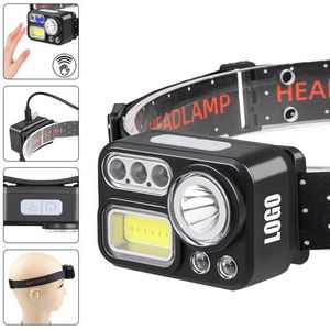 RGB Lights Sensitive Rechargeable Head Flashlight 6