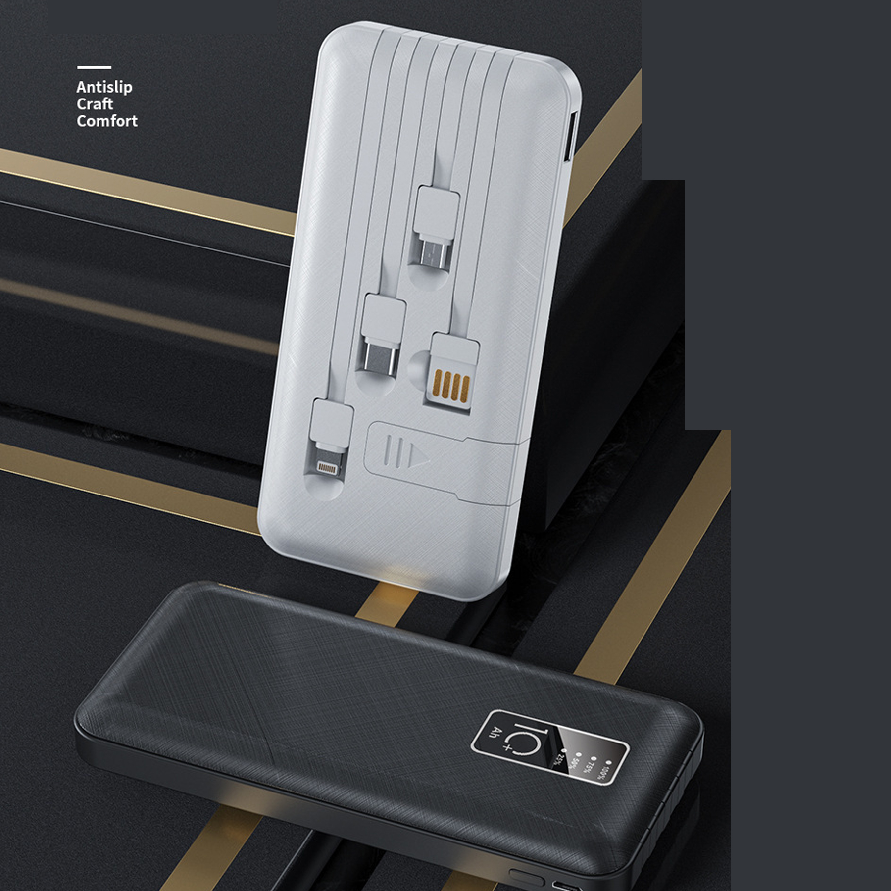Portable 10000mAh Power Bank with LED Display and 4-in-1 Charging 4