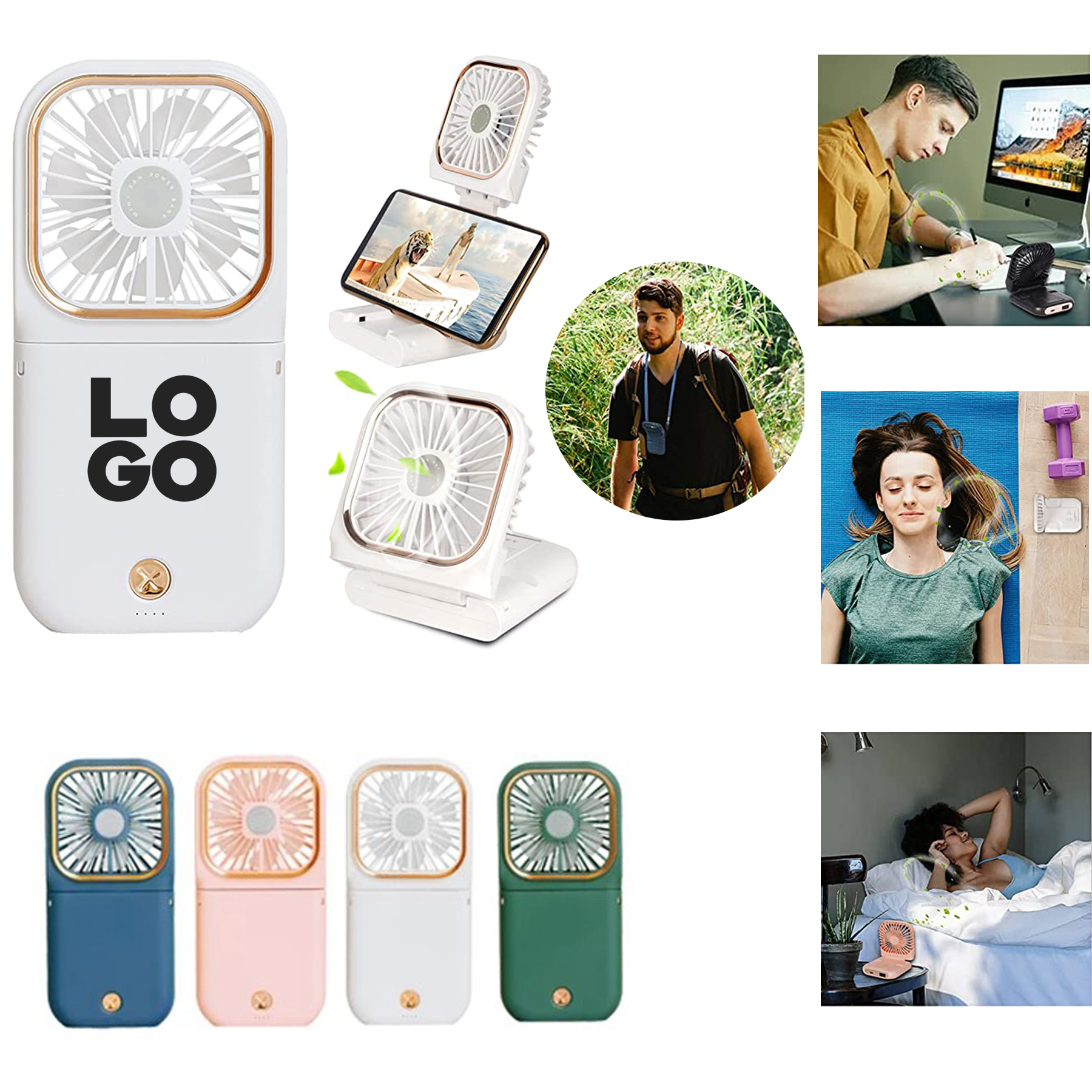 Phone Power Bank Fan With Lanyard 2