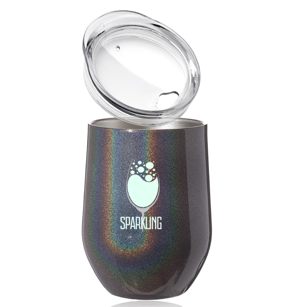 11 oz. Vacuum Iridescent Stemless Wine Glass with Lid 6