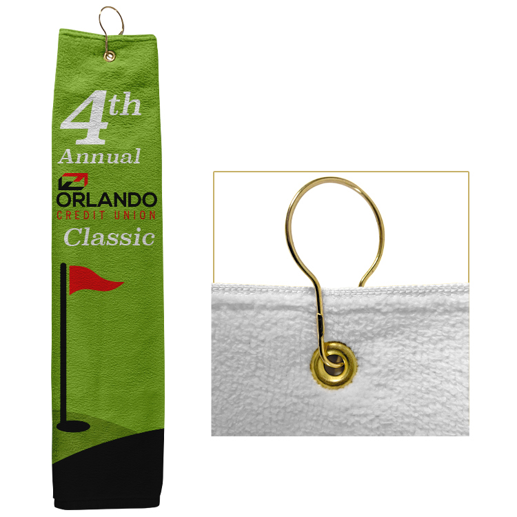 Large Custom Full Color Grommeted Tri-Fold Golf Towel 11