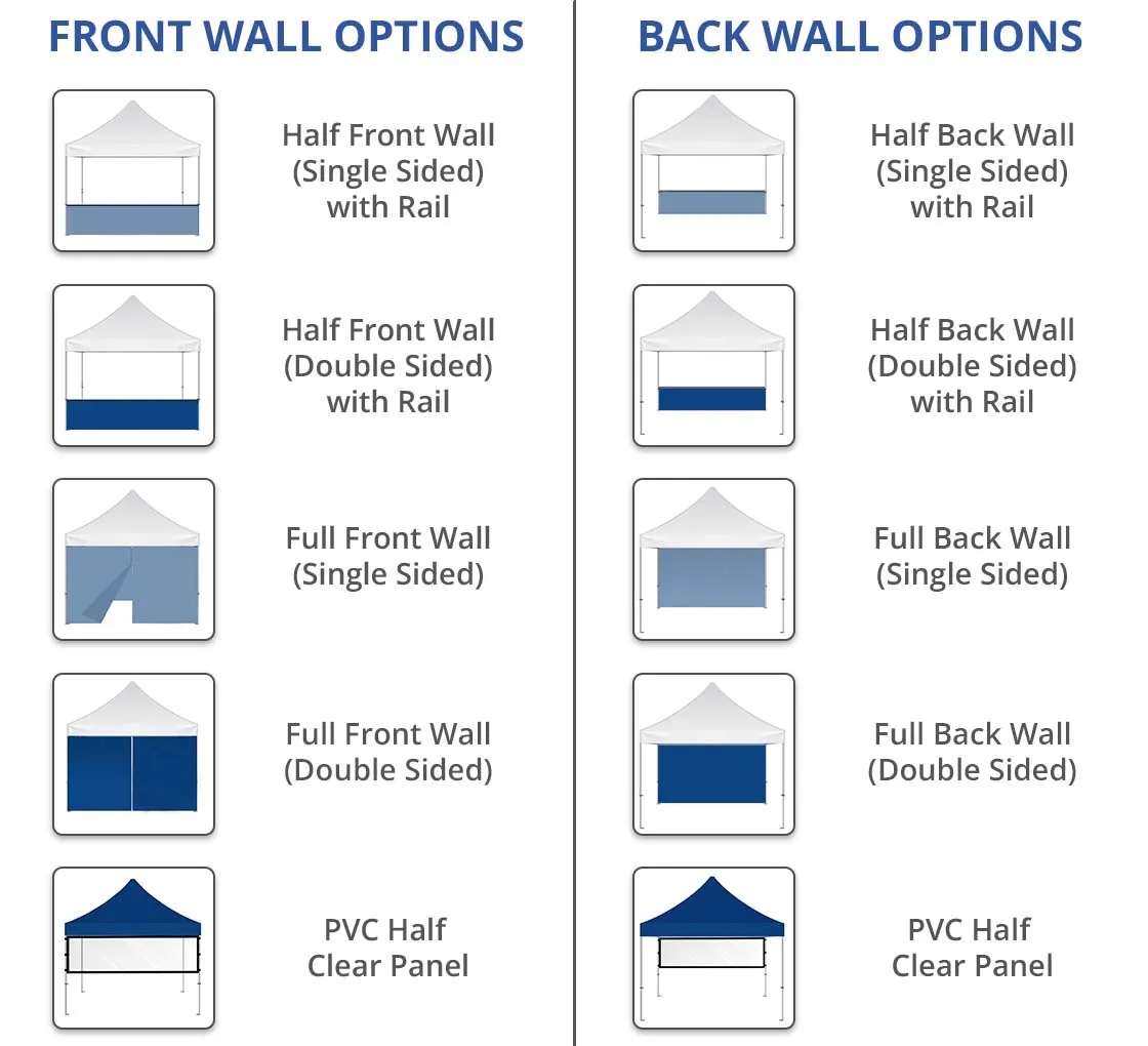 Premium 10 Ft Canopy Double-Sided Half Back Wall with Rail 2