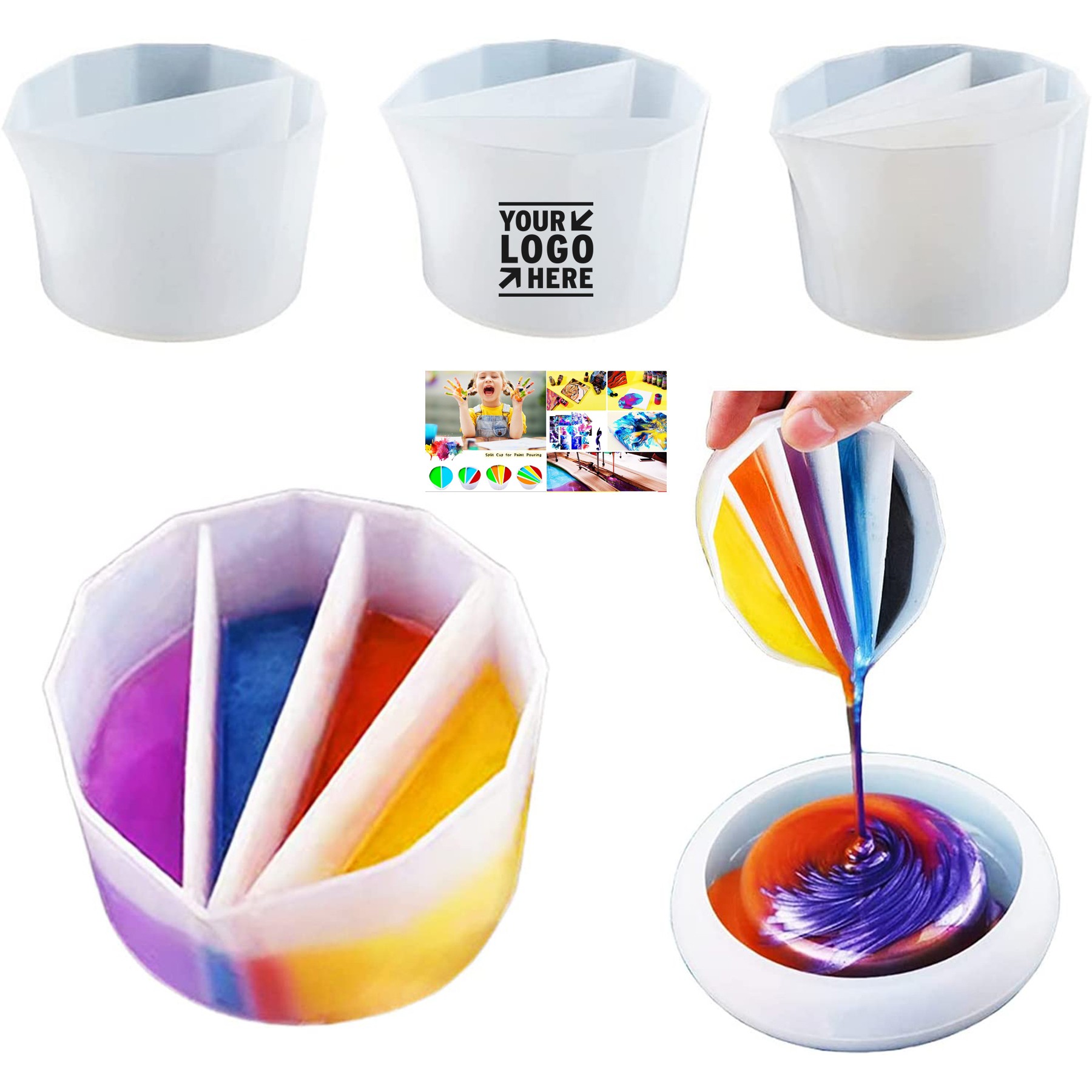 4 Pack Silicone Paint Resin Pouring Split Cup 3