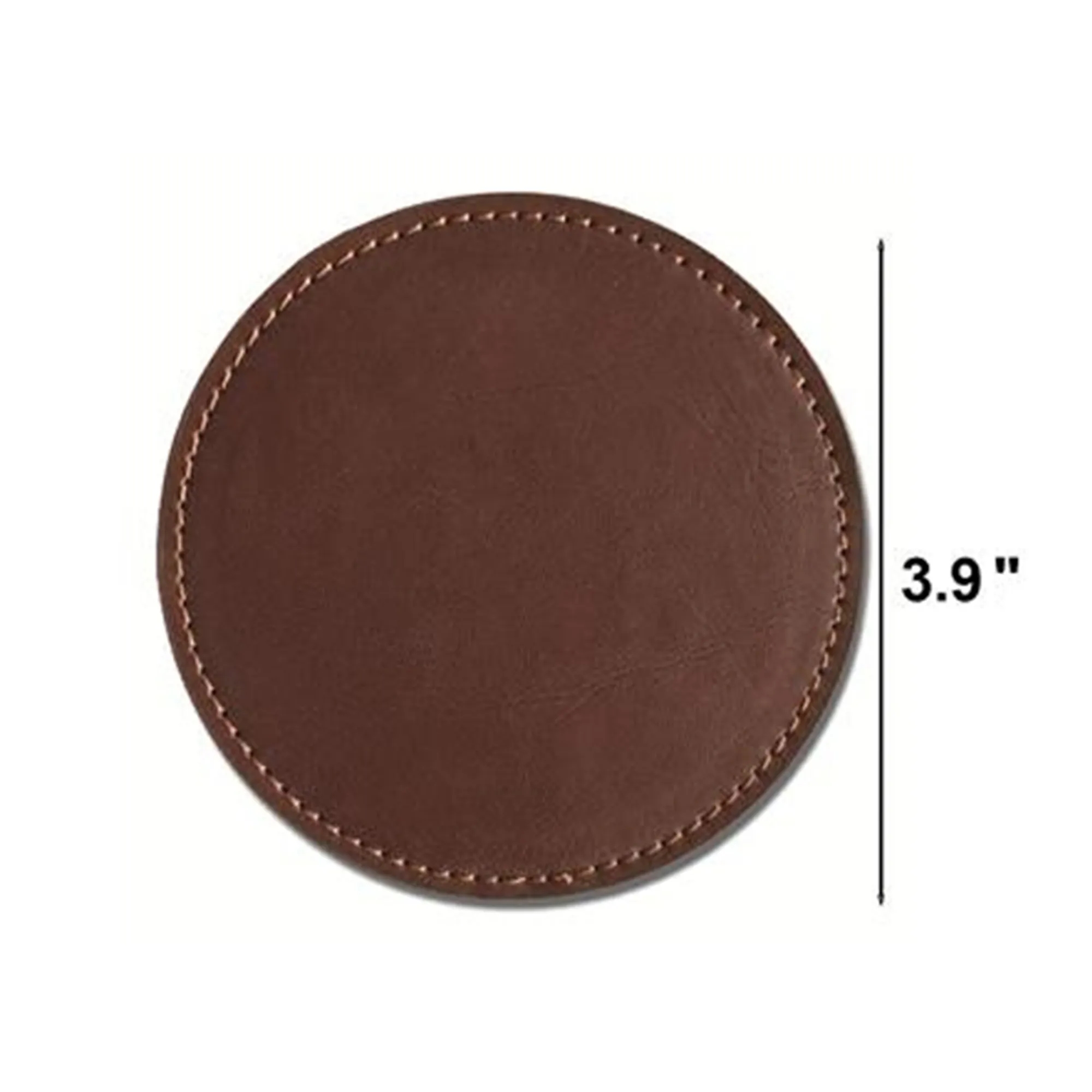Exquisite Custom Printed PU Leather Absorbent  Round Coaster 3