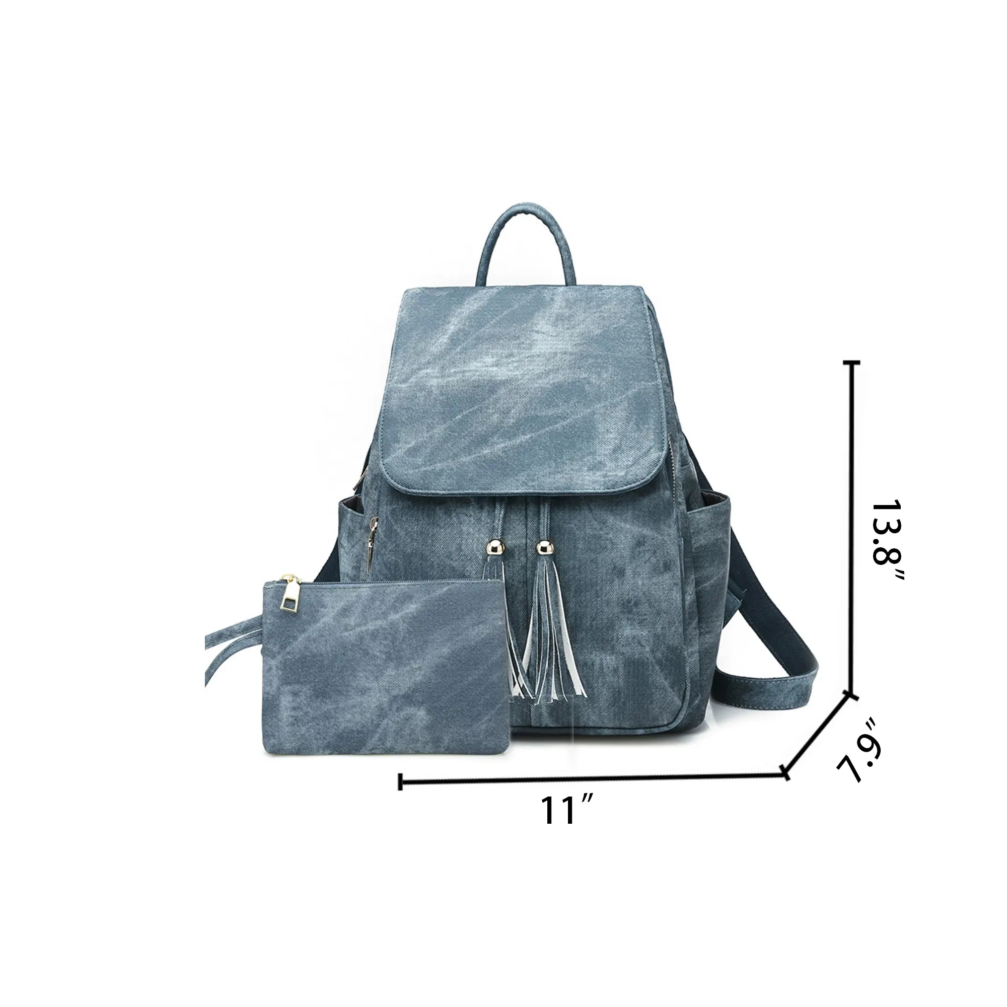 PU Leather Tassel Decorated Backpack 4