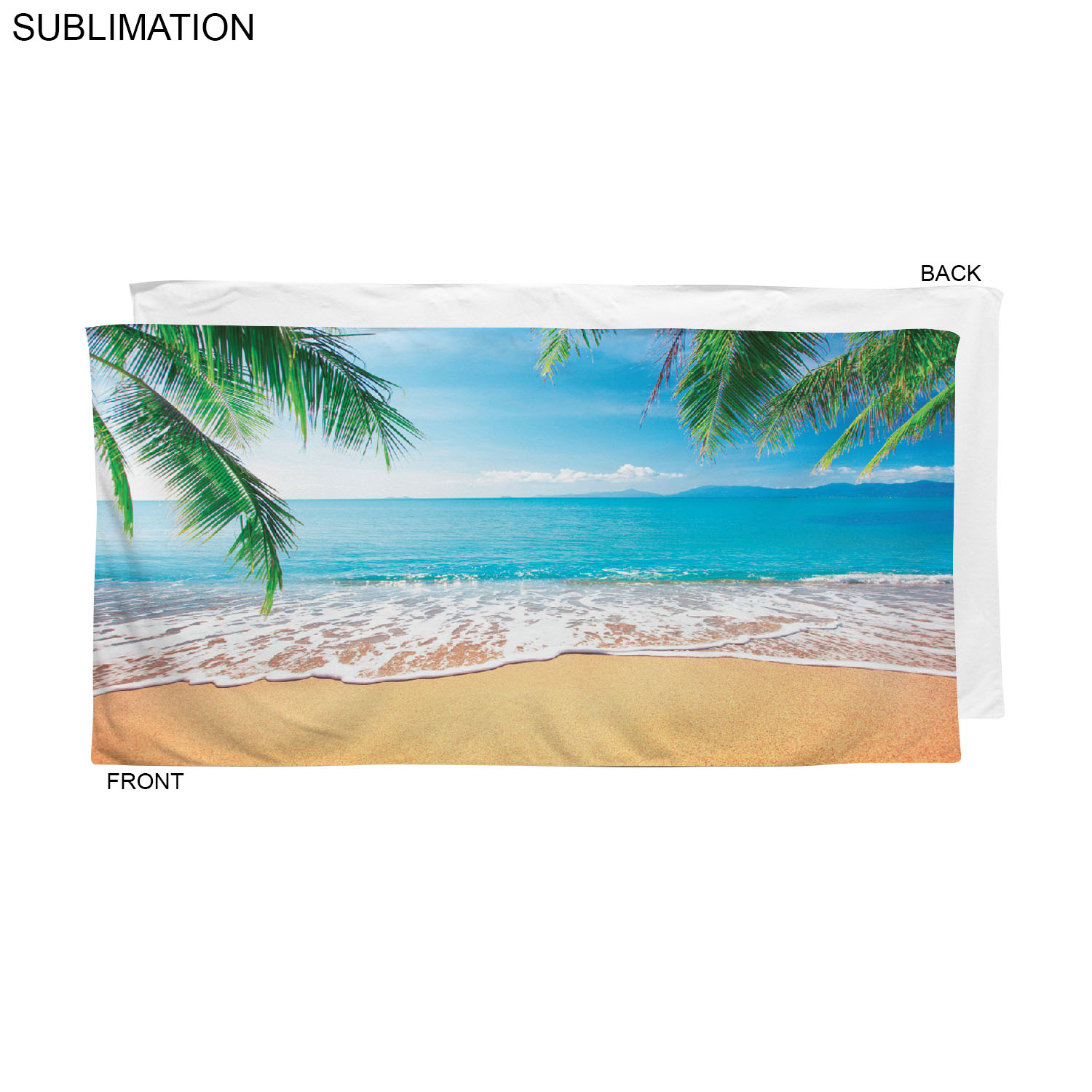 24Hr Express Ship - Stock Design, Heaviest Weight, Plush Velour Terry Beach Towel, 30x60, Sublimated 1