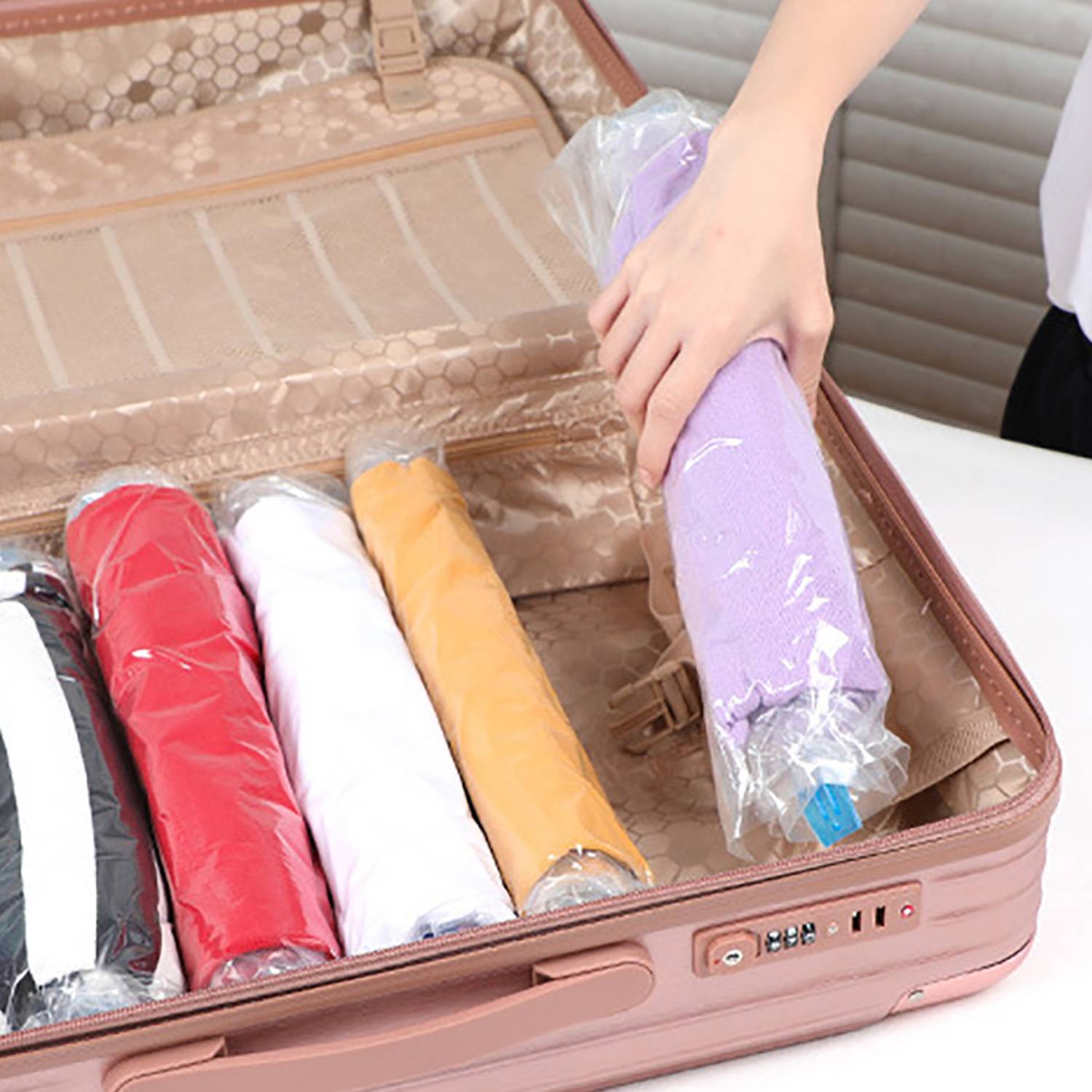 Travel No-Vacuum Portable Transparent Compression Bag 5