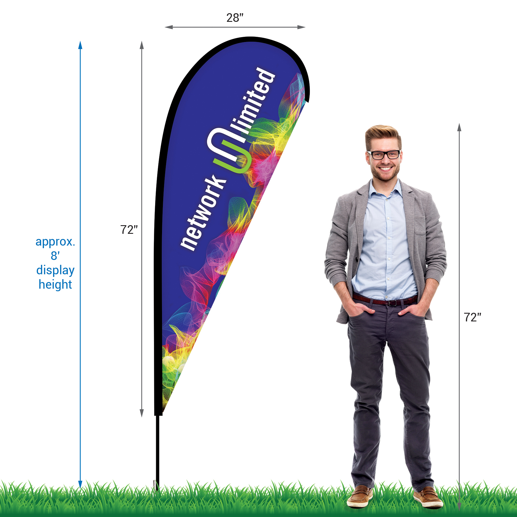 10' Single Reverse Custom Portable Teardrop Banner 13