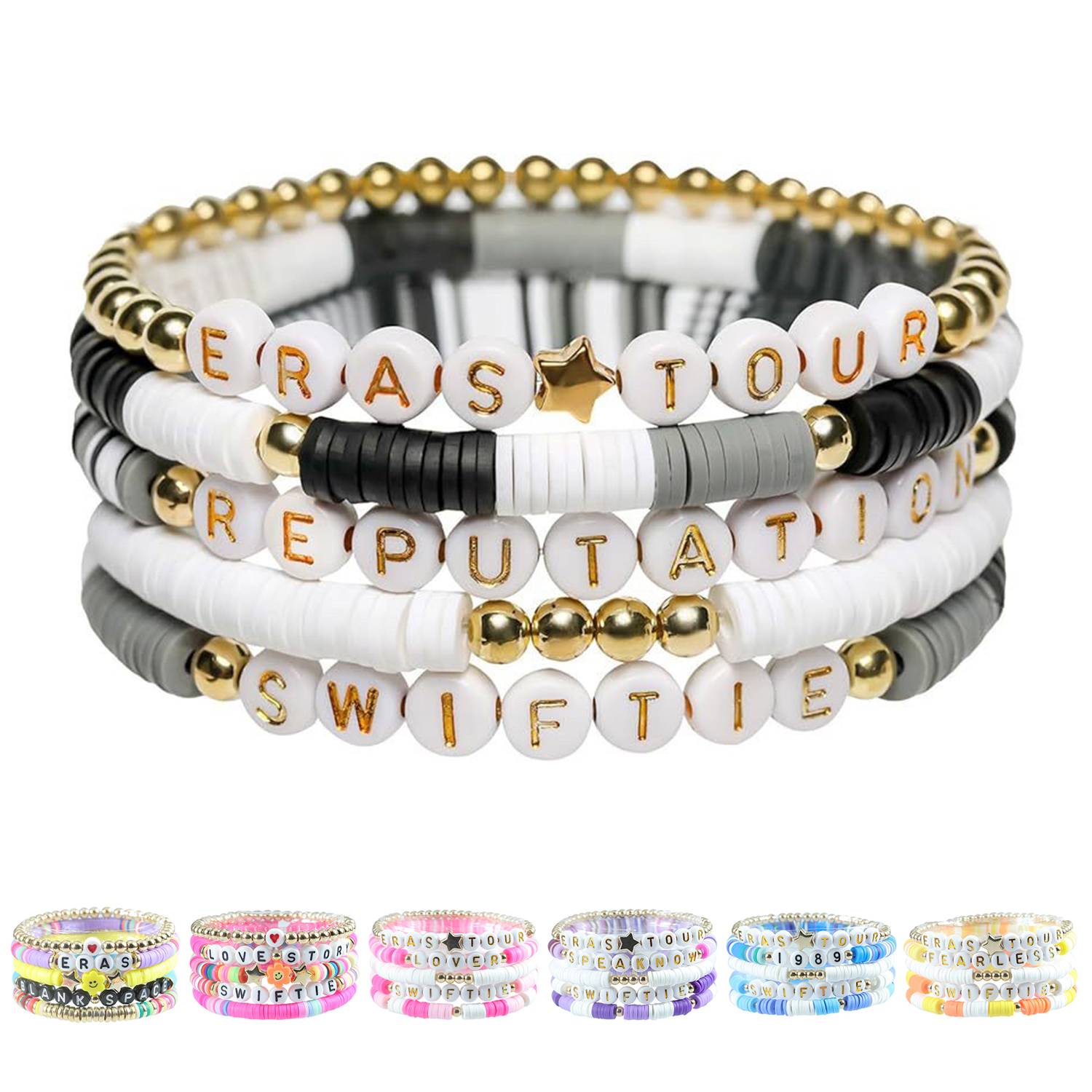 Plastic Stretch statement coloured letter beaded bracelet 4