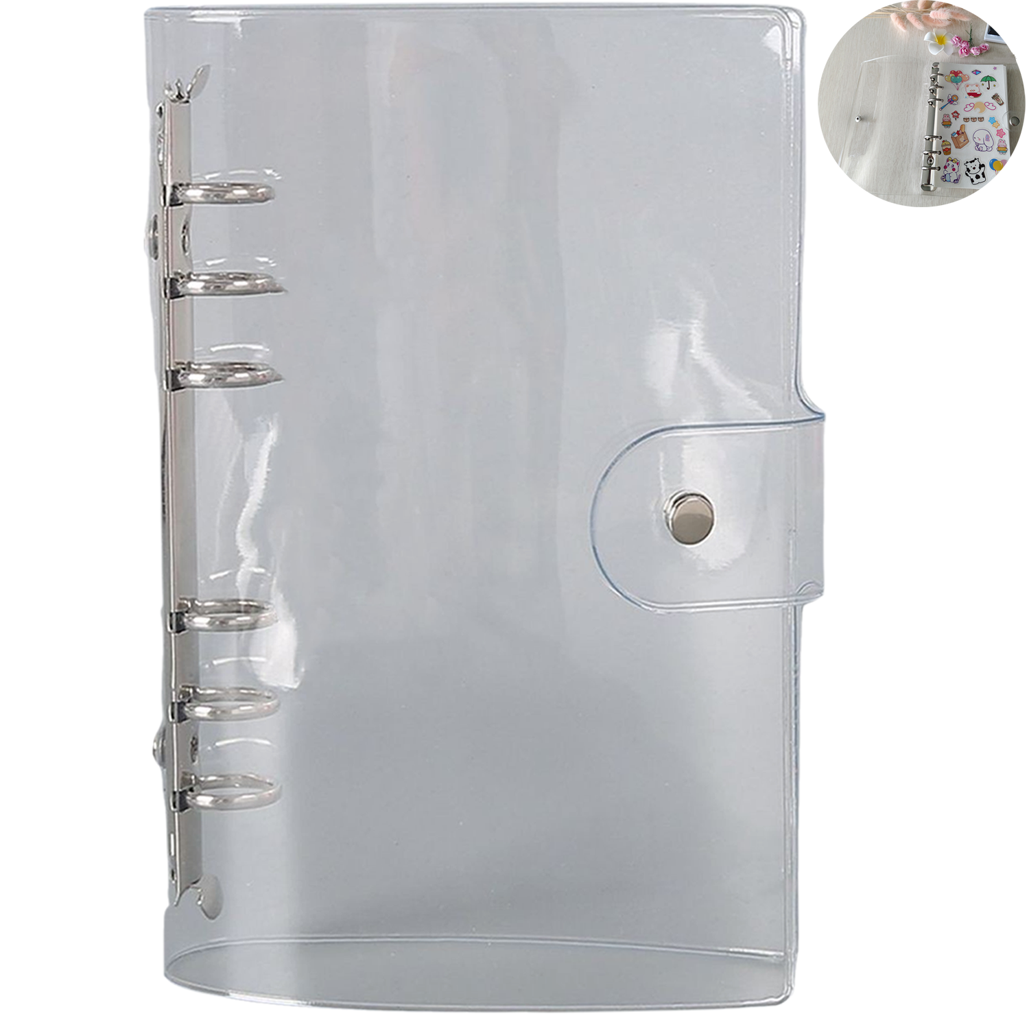 Clear PVC A6 Notebook Binder Cover w/ Flexible Rings 4