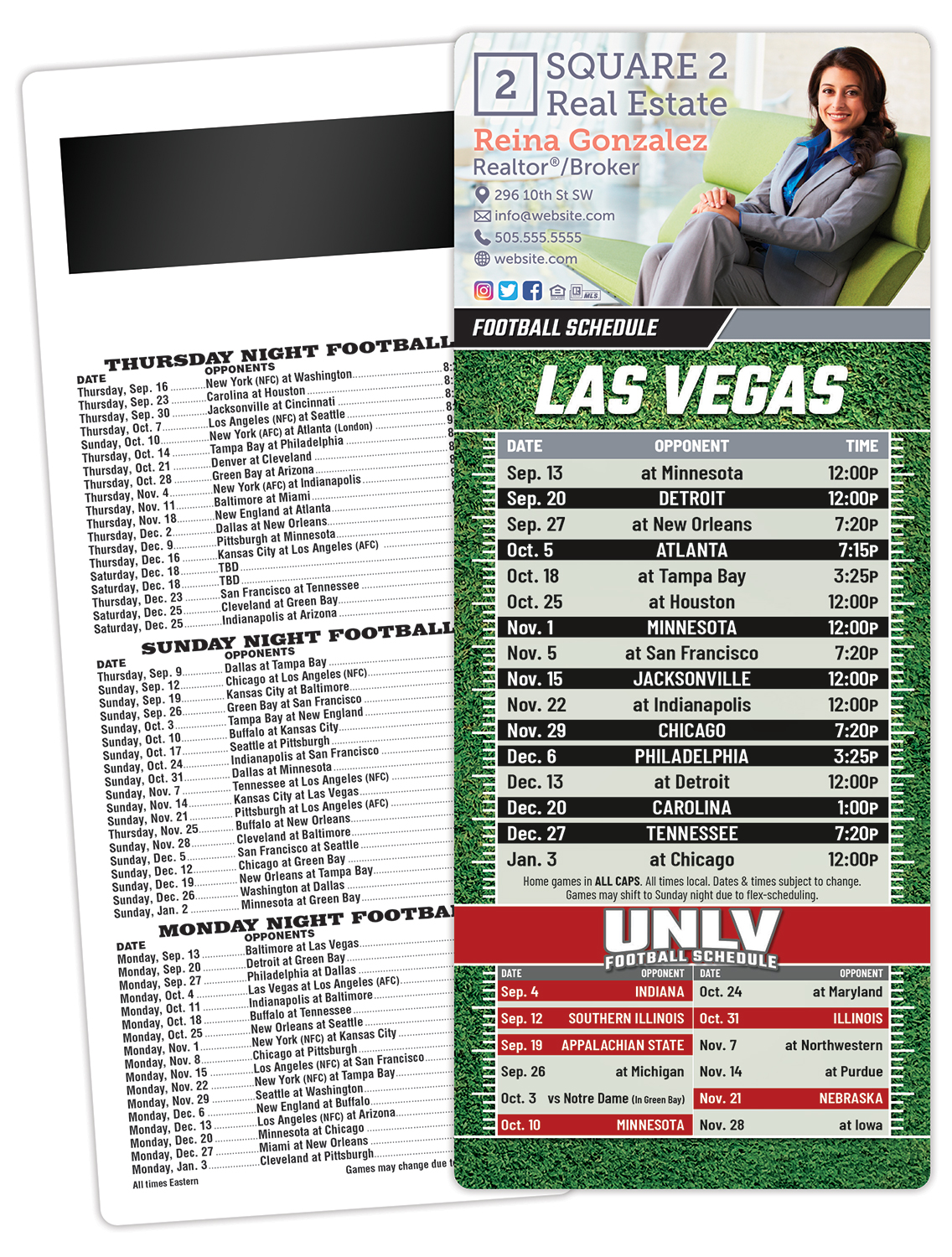 Football Schedule Laminated Card/Postcard with Magnet Strip 3.5x8.5 - 14 pt. 3